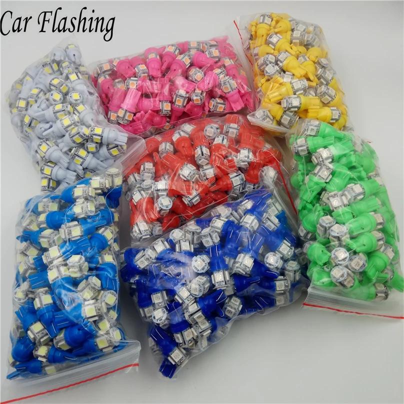 ڵ  100Pcs   T10 5 smd 1206 5led 5SMD ڵ ȣ LED  194 168 192 W5W 3020 12v ڵ   DC 